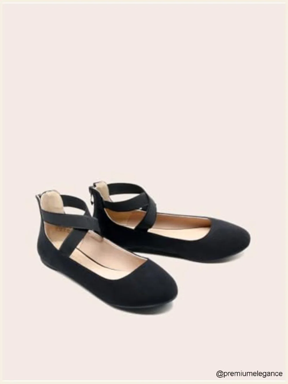 Women's Fashion Ballet Flats with Crossover Strap and Back Zipper